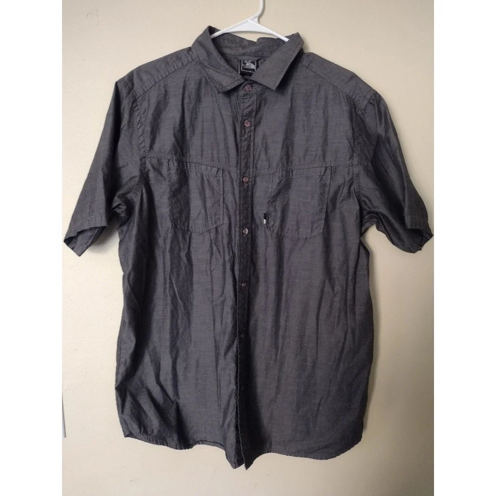 The North Face Mens Short Sleeve Button Up‎ Shirt Gray Size L